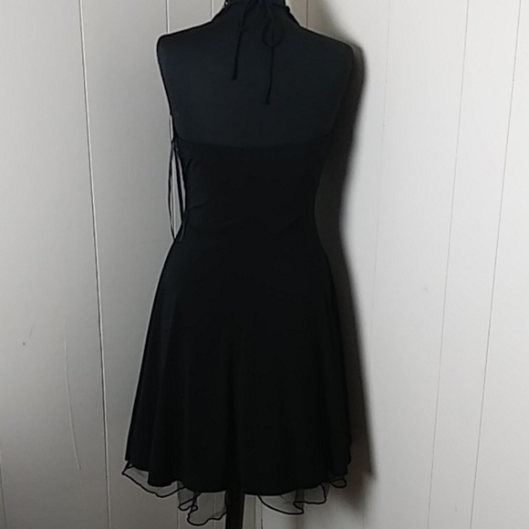 Betsy and Adam by Linda Bernell Black Halter Dress Rhinestone Embellished Formal - Picture 10 of 12